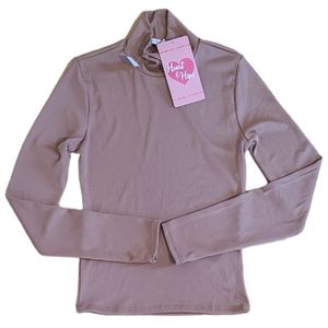 Heart & Hips Turtleneck Sweater Taupe Color Size M